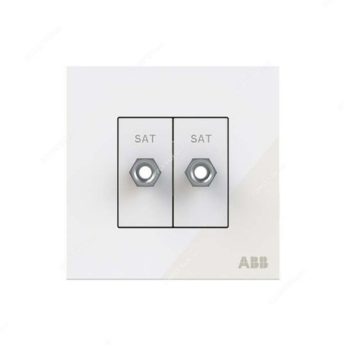 ABB F-Type SAT Twin Socket, AM32344-WG, Millenium, 2 Gang, White Glass