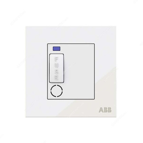 ABB Single Pole Spur Unit W/ Flex Outlet and LED, AM50853-WG, Millenium, 13A, 6kA, White Glass