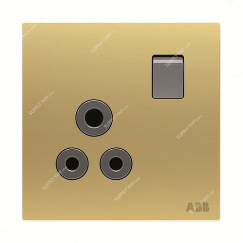 ABB Double Pole Round Pin Switched Socket, AM22186-MG, Millenium, 1 Gang, 5A, Matt Gold