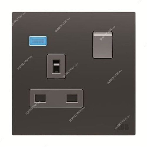 ABB Single Pole Switched Socket With LED, AM23486-SB, Millenium, 1 Gang, 13A, Silk Black
