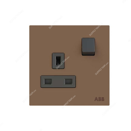 ABB Double Pole Switched Socket, AM23786-MO, Millenium, 1 Gang, 2P, 13A, Mocha Brown