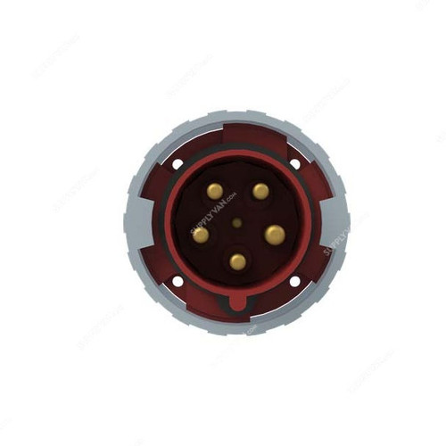 Abb Straight Flange Panel Mounted Socket Inlet, 4125BU6W, 346-415V, IP67, 125A, 3P+N+E, Red