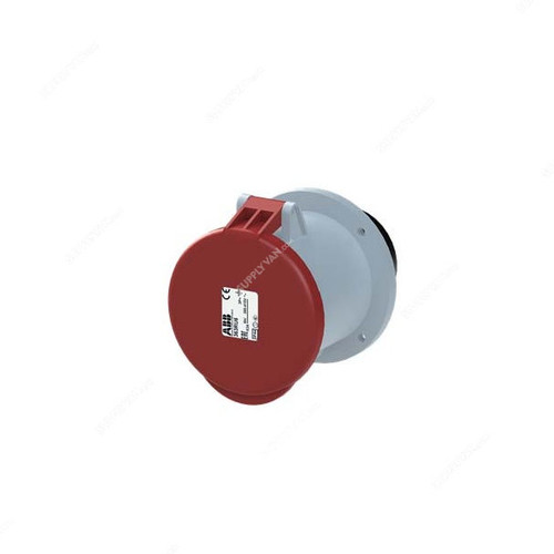 Abb Straight Flange Panel Mounted Socket Outlet, 363RU6, 380-415V, IP44, 63A, 3P+E, Red