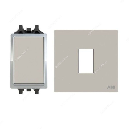 ABB Electrical Switch With Rocker Switch Frame, AMD10520-DU+AMD5120-DU, Millenium, 1 Gang, 2 Way, 10A, Dune Sand