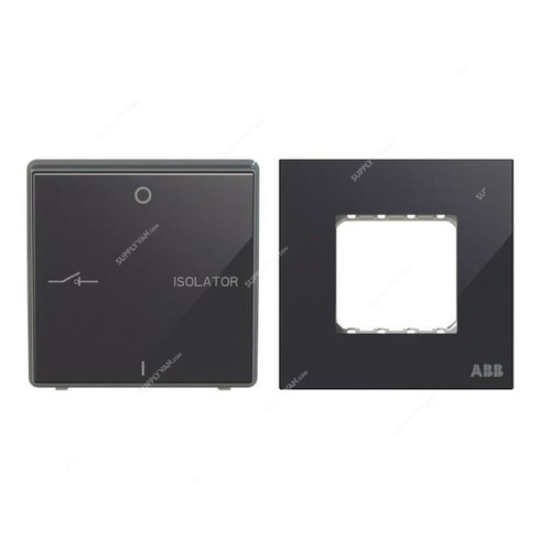 ABB Fan Isolator With Double Rocker Frame, AMD13444-BG+AMD5144-BG, Millenium, 3P, 10A, Black Glass