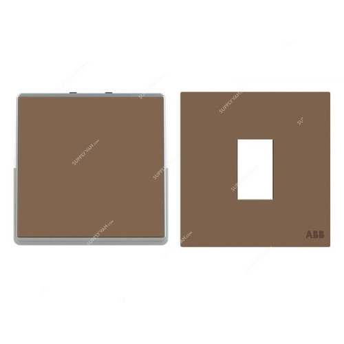 ABB Push Button Switch With Rocker Switch Frame, AMD43044-MO+AMD5044-MO, Millenium, 1 Gang, 1 Way, 10A, Mocha Brown