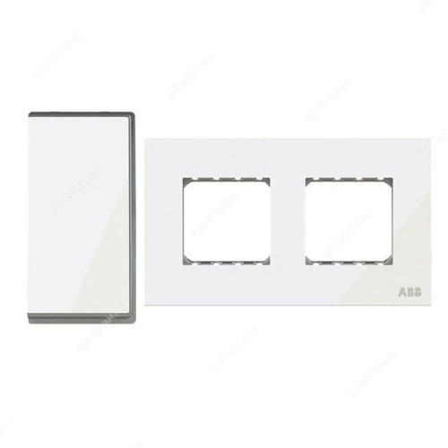 ABB Electrical Switch With Double Rocker Frame, AMD11622-WG+AMD5244-WG, Millenium, 4 Gang, 2 Way, 20A, White Glass