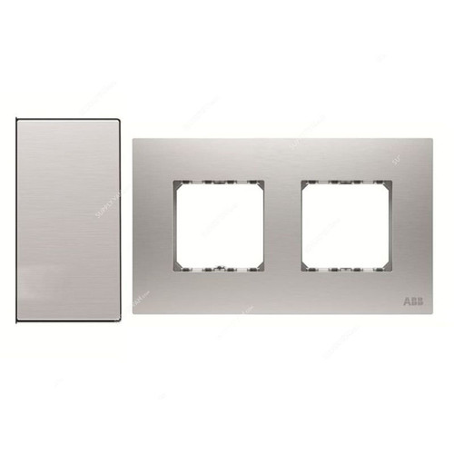 ABB Electrical Switch With Double Rocker Frame, AMD11622-ST+AMD5244-ST, Millenium, 4 Gang, 2 Way, 20A, Stainless Steel