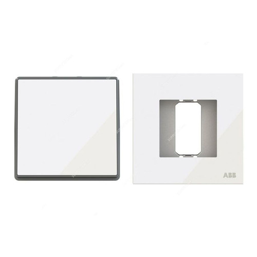 ABB Electrical Switch With Rocker Frame, AMD11044-WG+AMD5044-WG, Millenium, 1 Gang, 1 Way, 20A, White Glass