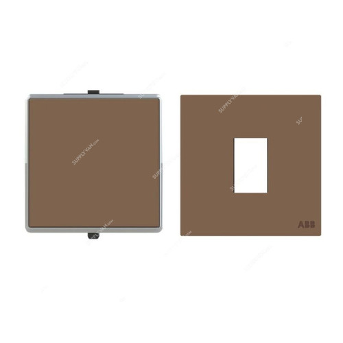 ABB Electrical Switch With Rocker Frame, AMD10144-MO+AMD5044-MO, Millenium, 1 Gang, 1 Way, 10A, Mocha Brown