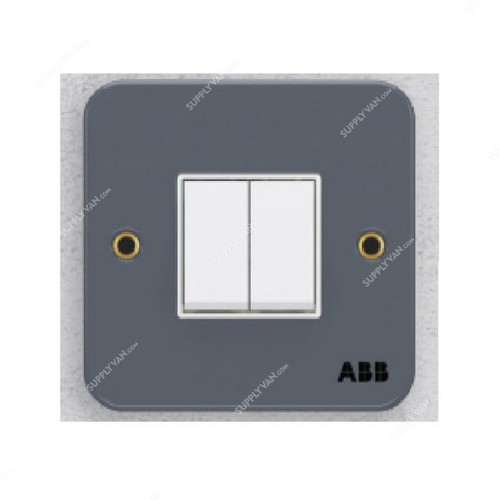 Abb Electrical Switch, BM106, Metal Clad Series, Urea/Metal, 2 Gang, 2 Way, 10A