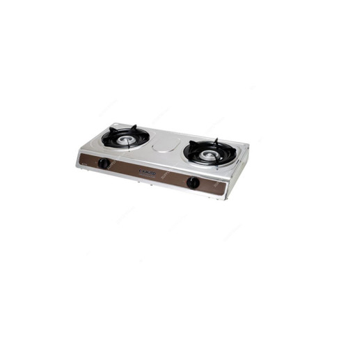 Khind Gas Cooker With Auto Ignition, GC7110, 2 Burners, Stainless Steel