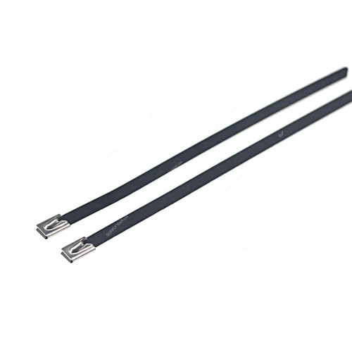 PVC Coated Cable Tie, Stainless Steel, 4.6MM Width x 200MM Length, 100 Pcs/Pack