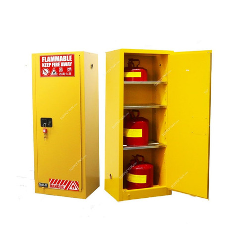 SAI-U Flammable Liquid Safety Storage Cabinet, SC0022Y, Single Door, 22 Gallon, Yellow