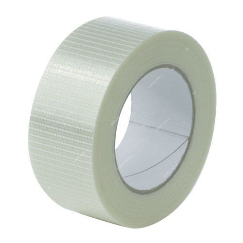 Cross Filament Tape, Fiberglass, 24MM Width x 50 Yards Length, White, 12 Rolls/Pack