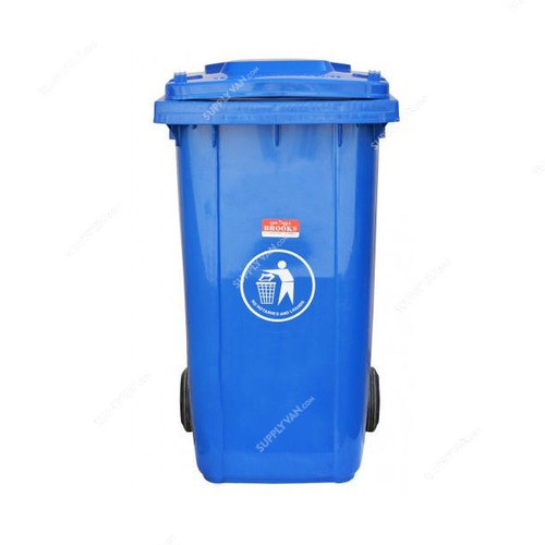 Brooks Waste Bin With 2 Wheels, BKS-WST-383, HDPE, 240 Ltrs, Blue