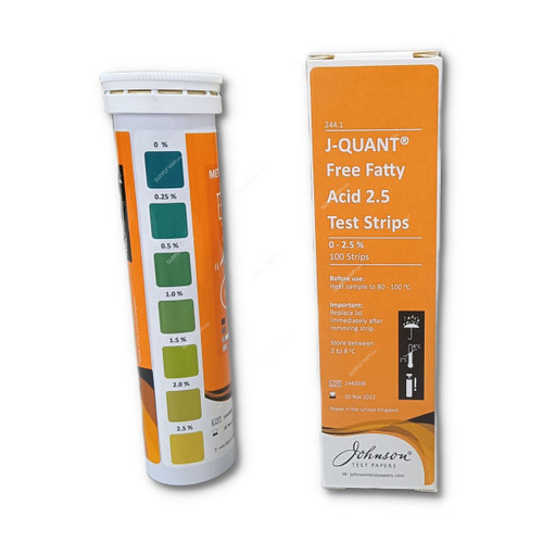 Johnson Free Fatty Acid Test Strip, 244.1, J-Quant, 0 to 2.5%, 100 Strips/Pack