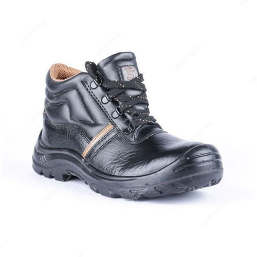 Hillson Single Density Steel Toe Safety Shoes, HAPCHHA, Apache, Leather, High Ankle, Size46, Black