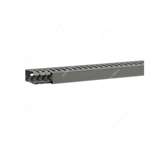 Hager Slotted Panel Trunking, BA7A60025, PVC, 60MM Height x 25MM Width, 2 Mtrs Length, Stone Grey