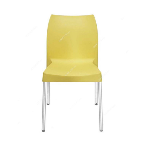 Nilkamal Novella 07 Armless Chair, Plastic/Stainless Steel, 110 Kg Weight Capacity, Yellow