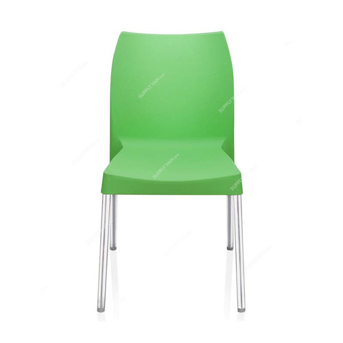 Nilkamal Novella 07 Armless Chair, Plastic/Stainless Steel, 110 Kg Weight Capacity, Green