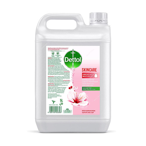 Dettol Anti-Bacterial Skincare Handwash, Rose and Sakura Blossom, 5 Ltrs