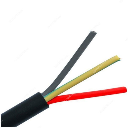 RR Flexible Cable, PVC, 3 Core, 2.5MM Outer Dia x 100 Yards Length, Black