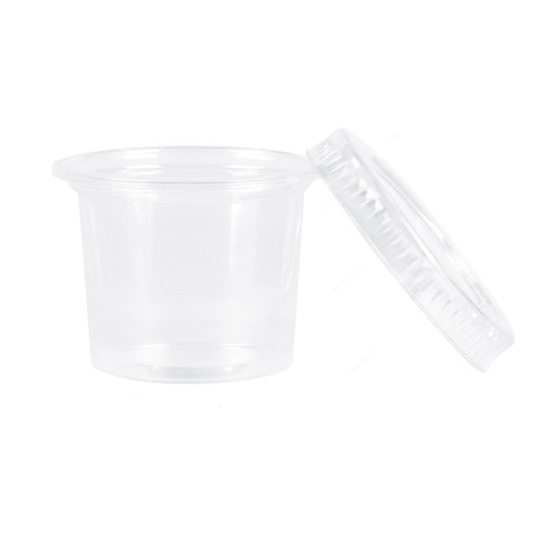 Khaleej Pack Disposable Souffle Cup With Flat Lid, Plastic, 1 Oz, Clear, 100 Pcs/Pack