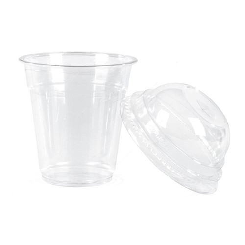 Khaleej Pack Disposable Cup With Dome Lid, PET, 8 Oz, 78MM Dia, Clear, 50 Pcs/Pack