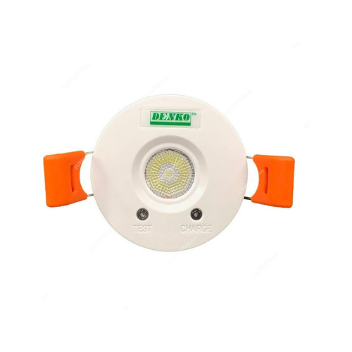 Denko Mini Recessed Emergency Light With Narrow Beam, EmLED-1445NM, LED, 4W, 45 Degree, White