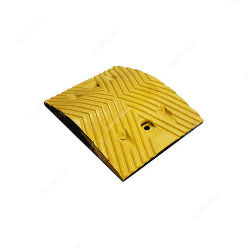 Warrior Speed Hump With Reflective Cat Eyes, Rubber, 350MM Width x 50MM Height, 500MM Length, Yellow