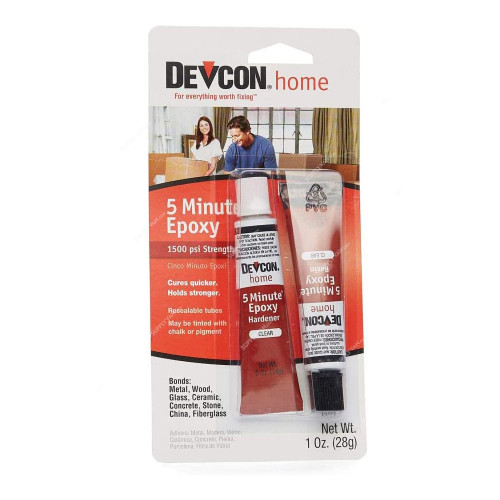 Devcon 5 Minute Epoxy Kit, S208, 1 Oz, Clear