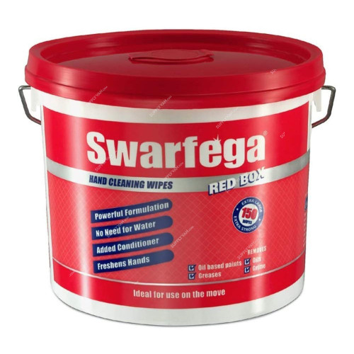 Swarfega Heavy Duty Hand Cleaning Wipes In Red Box, SRB150W, XL, 150 Pcs/Pack