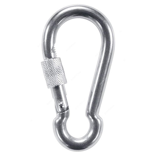 Prond Heavy Duty Screw Gate Locking Carabiner, 316 Stainless Steel, 3.54 Inch Length, 500 Lbs Loading Capacity, Silver