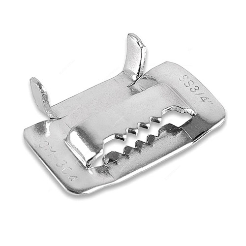 Votoer Ear-Lokt Strap Buckle, Stainless Steel, 3/4 Inch Width, Silver, 100 Pcs/Pack