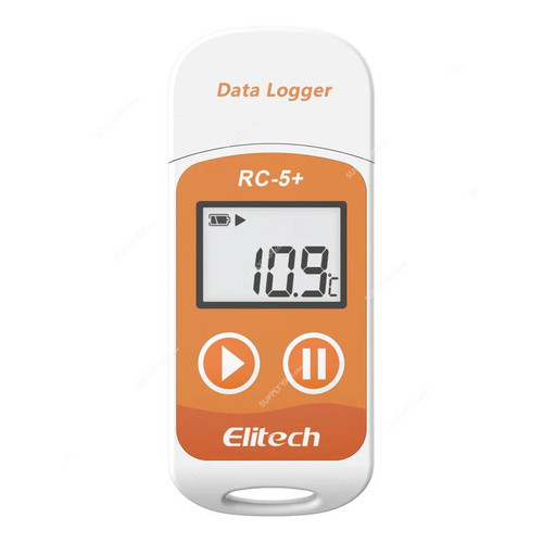 Elitech Reusable USB Temperature Data Logger With Auto PDF Report, RC-5+, LCD, 32000 Points, -30 to 70 Deg.C