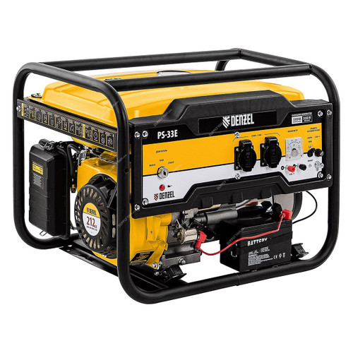 Denzel Gasoline Generator, PS-33E, Electric Starter, 3300W, 15 Ltrs Tank Capacity