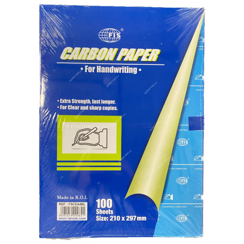 FIS Carbon Paper For Handwriting, FSCEA4BL, A4, 210 x 297MM Sheet Size, Blue, 100 Sheets/Pack