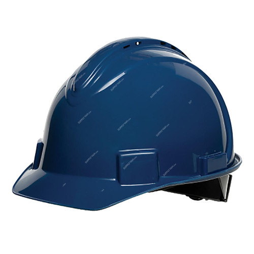 Honeywell Vented Short Brim Hard Hat With 4-Point Ratchet Suspension, NSB11071E, HDPE, Dark Blue
