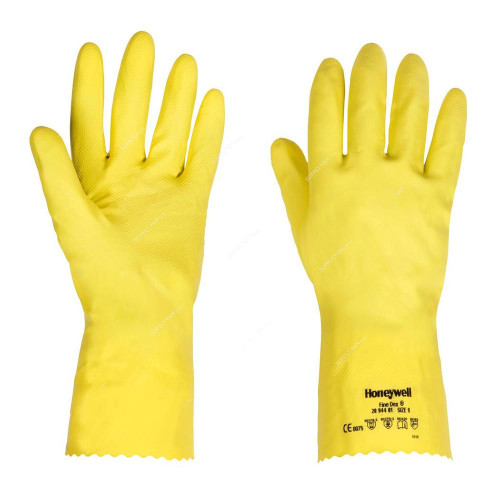 Honeywell Chemical Resistant Gloves, 2094401-10, FineDex, Latex, Size10, Yellow
