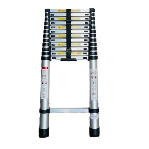 Topman Telescopic Straight Ladder, Aluminium, 13 Steps, 3.8 Mtrs Height, 100 Kg Loading Capacity