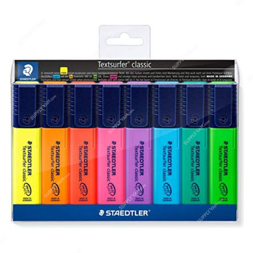 Staedtler Textsurfer Classic Highlighter, ST-364-PWP8, 1.0-5.0MM Tip Size, Assorted Colors, 8 Pcs/Set