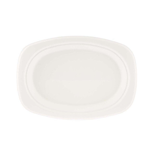 Bio-Degradable Oval Plate, 6.5 Inch Width x 9 Inch Length, White, 500 Pcs/Pack