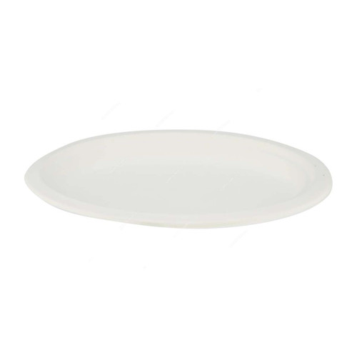 Bio-Degradable Oval Plate, 8 Inch Width x 10 Inch Length, White, 200 Pcs/Pack