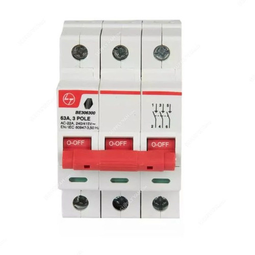 L&T Main Incomer Isolator, BE306300, 3 Pole, 240/415V, 63A