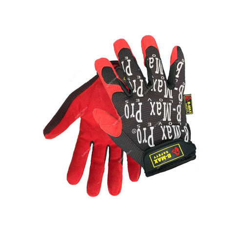 B-Max High Abrasion Resistance Mechanical Gloves, BM2013-A, L, Red/Black