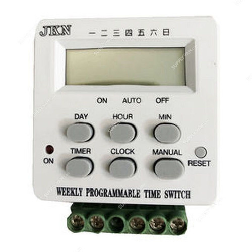 Jkn Weekly Programmable Time Switch, WTS-3, 100-250VAC, 7A