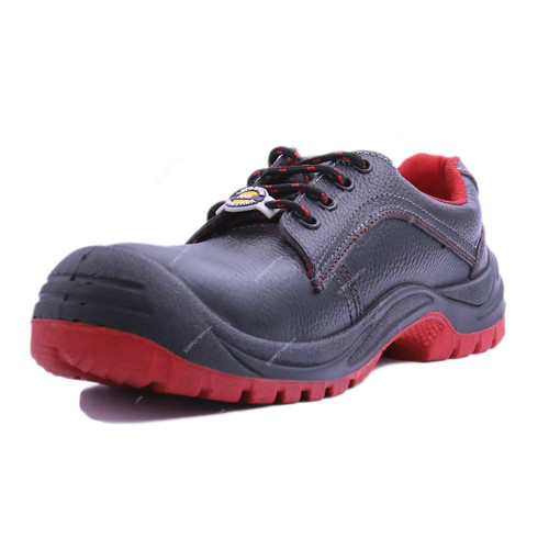 Rns Low Ankle Steel Toe Safety Shoes, 1114, Williams, Size39, Split Leather, Black/Red