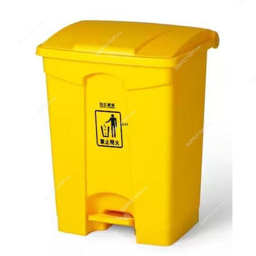 Garbage Bin With Pedal, 68 Ltrs, Yellow