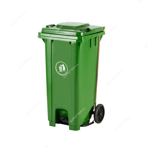 Garbage Bin With Middle Pedal, 240 Ltrs, Green